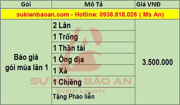 cho thuê múa lân tiệc tất niên