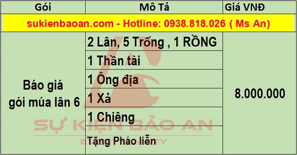 cho thuê múa lân tiệc tất niên