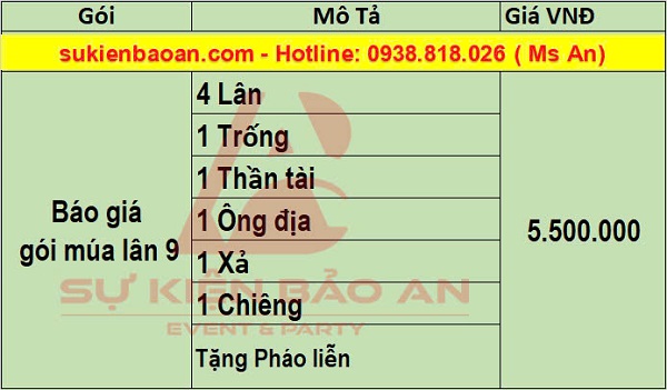 cho thuê múa lân tiệc tất niên