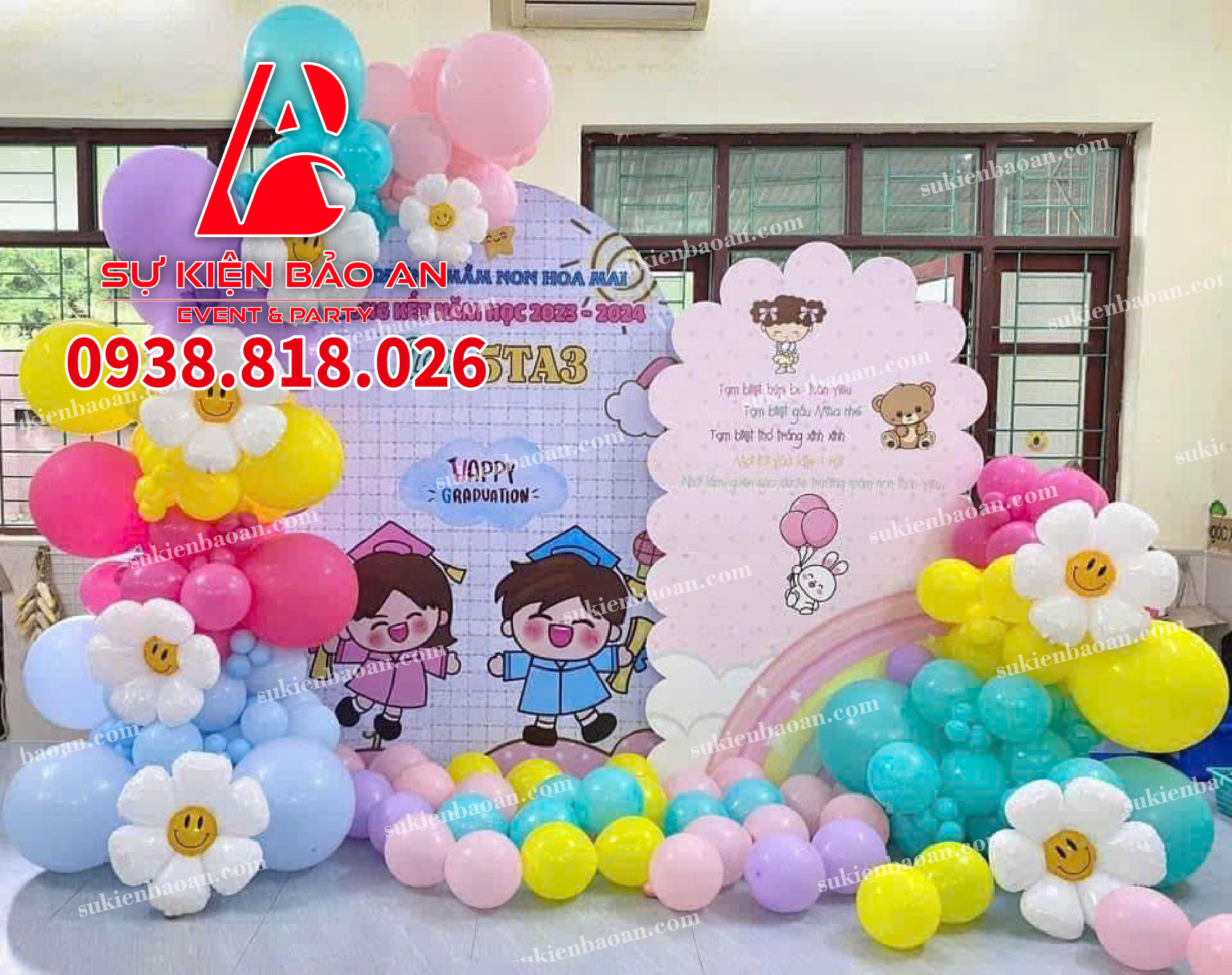 trang trí bóng lễ tổng kết năm học