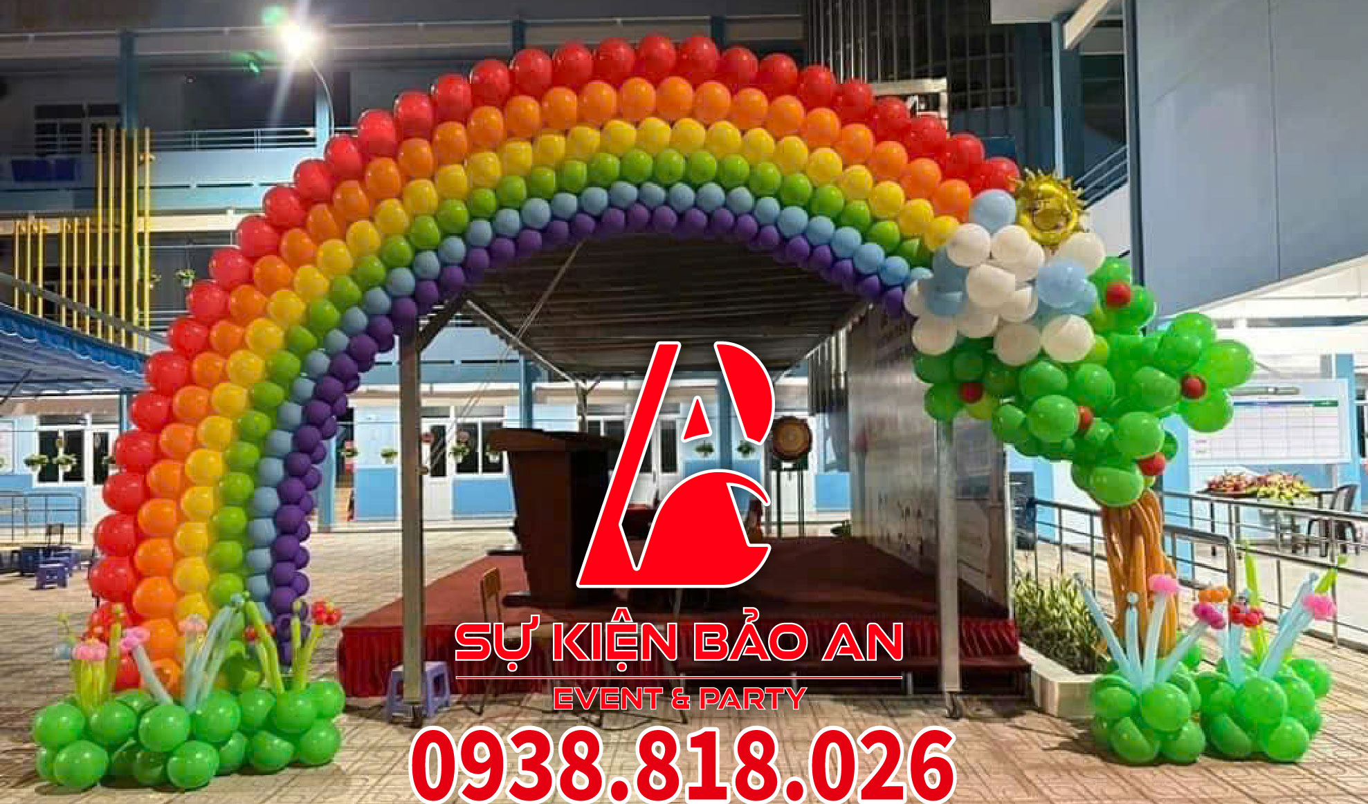 trang trí cổng bóng trường mầm non