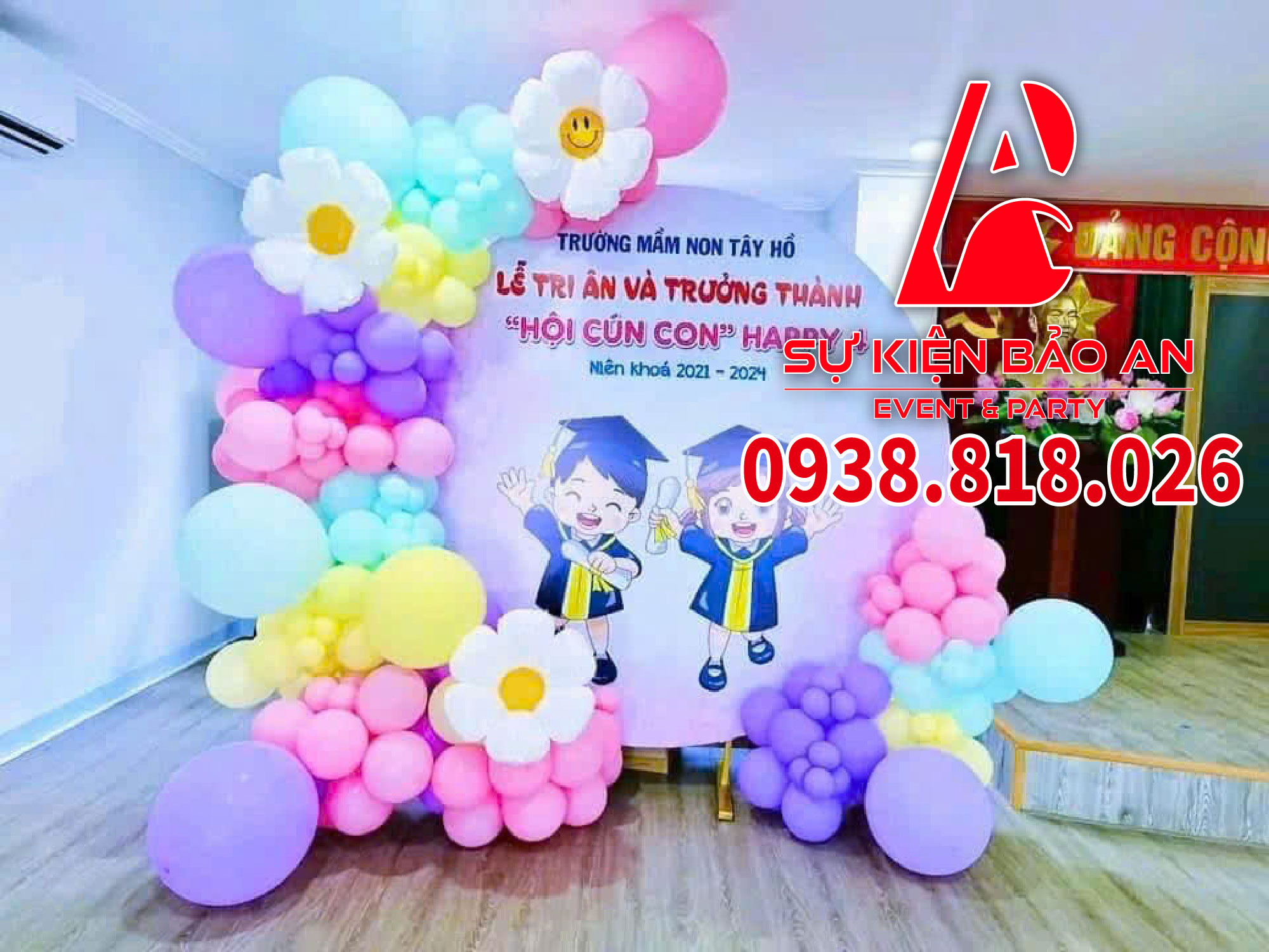 trang trí backdrop lễ bế giảng