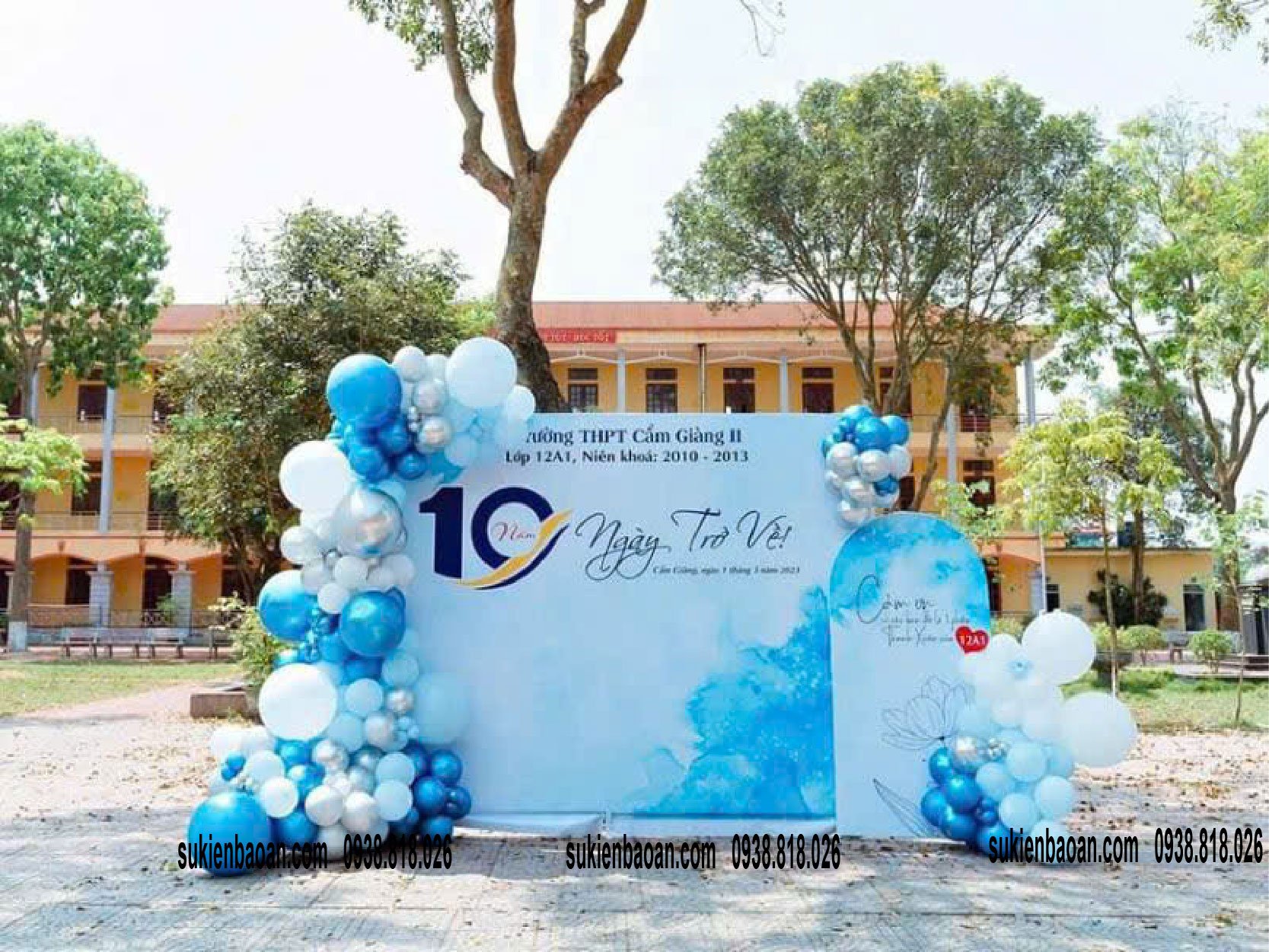 trang trí backdrop họp lớp